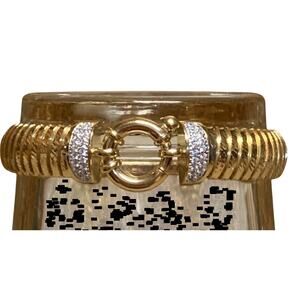 Bellezza Gold Vermeil & Crystal Tubogas Diamond Cut Bracelet Made in Italy Itaor